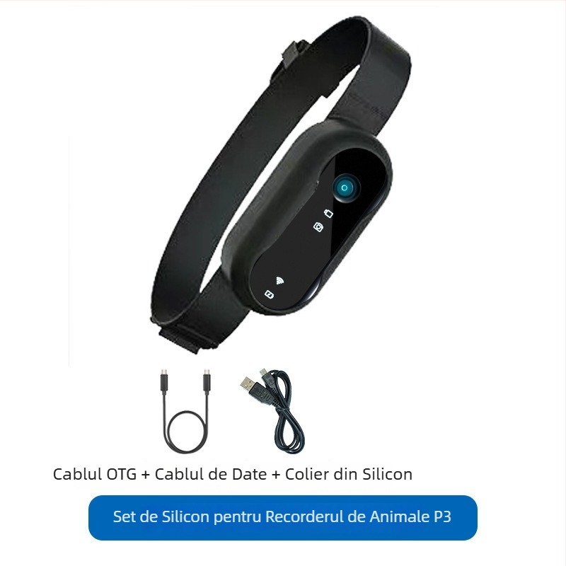 Cameră pentru deget pentru animale de companie, model P3, senzor 2 MP, corp ABS, baterie de 3 ore, pentru exterior cu husă din silicon rezistentă la apă