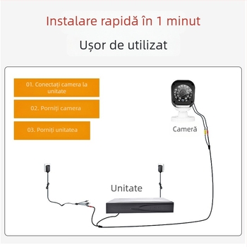 Kit AHD CCTV pentru supraveghere, sistem de 4 canale / 8 canale — Model SD-8204-AHD-S24, cameră cu iluminare infraroșu, rezoluție 200W, iluminare minimă 0.001 lux, rază IR 10 m