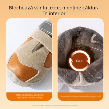 Încălțăminte de iarnă pentru câini mari, căptușite cu fleece, groase, cu cataramă, calde, anti-derapare, pentru plimbări în aer liber