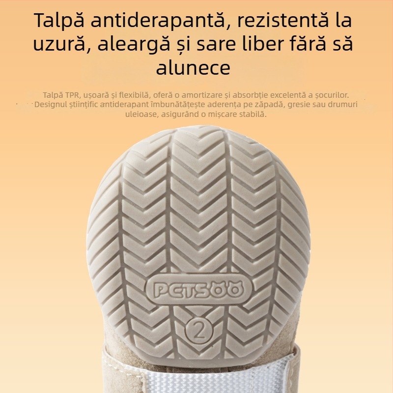 Încălțăminte de iarnă pentru câini mari, căptușite cu fleece, groase, cu cataramă, calde, anti-derapare, pentru plimbări în aer liber