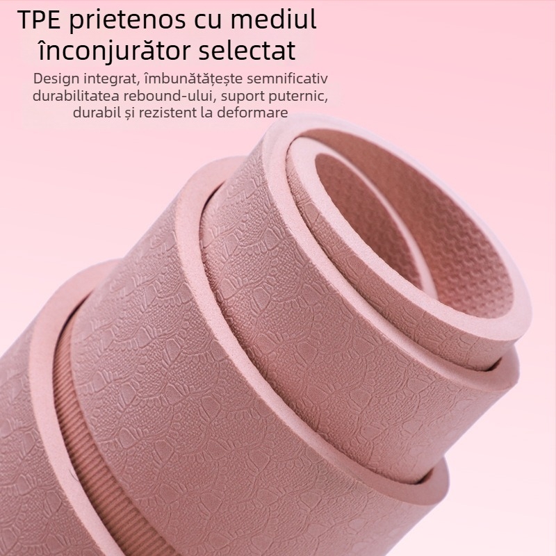Covoraș de yoga din TPE, grosime 8 mm, antiderapant, izolare fonică, 200 g, model cu caractere, personalizare disponibilă