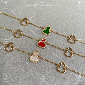 Brățară din argint 925 cu agate, chalcedon și sidef, mărgele, formă picătură, stil feminin