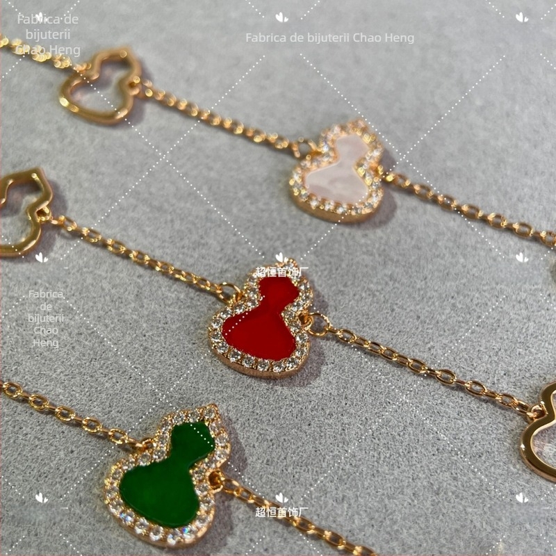 Brățară din argint 925 cu agate, chalcedon și sidef, mărgele, formă picătură, stil feminin