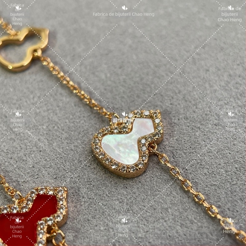 Brățară din argint 925 cu agate, chalcedon și sidef, mărgele, formă picătură, stil feminin