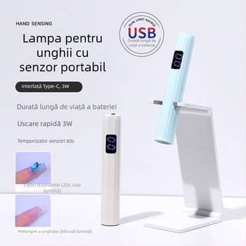 Lampă de unghii portabilă, lampă UV/LED reîncărcabilă pentru fototerapie a unghiilor, corp din plastic, 25,6 g