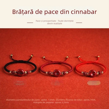 Brățară cinnabar, țesută manual, cord împletit, unisex, stil retro pentru cupluri
