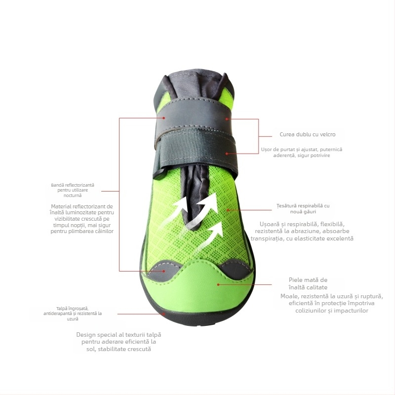 Pantofi pentru câini cu aderență antiderapantă, durabili, calzi, din cauciuc