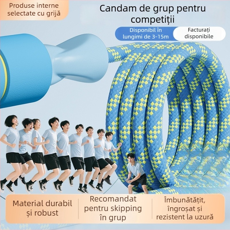 Funie de sărit pentru grup cu nod în formă de 8, material PP, pentru antrenamente și competiții