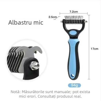Moon inscription Pieptene pentru îndepărtarea părului la animale de companie — Oțel inoxidabil, Dinți curbați, Potrivit pentru câini mari