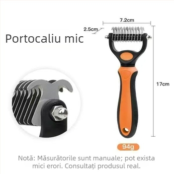 Moon inscription Pieptene pentru îndepărtarea părului la animale de companie — Oțel inoxidabil, Dinți curbați, Potrivit pentru câini mari