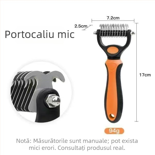 Moon inscription Pieptene pentru îndepărtarea părului la animale de companie — Oțel inoxidabil, Dinți curbați, Potrivit pentru câini mari