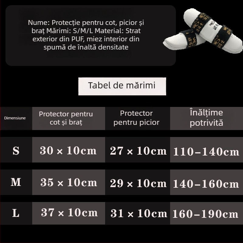 Protecții pentru coate Taekwondo – model unic, material burete, potrivire universală