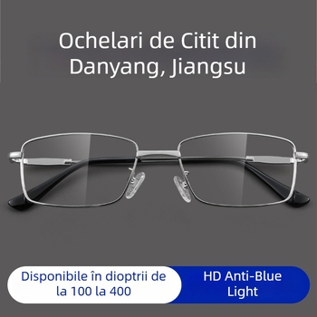 Ochelari de citit din aliaj de titan cu memorie, protecție împotriva luminii albastre și lupă, model 66611, durabili și rezistenți la zgârieturi pentru seniori