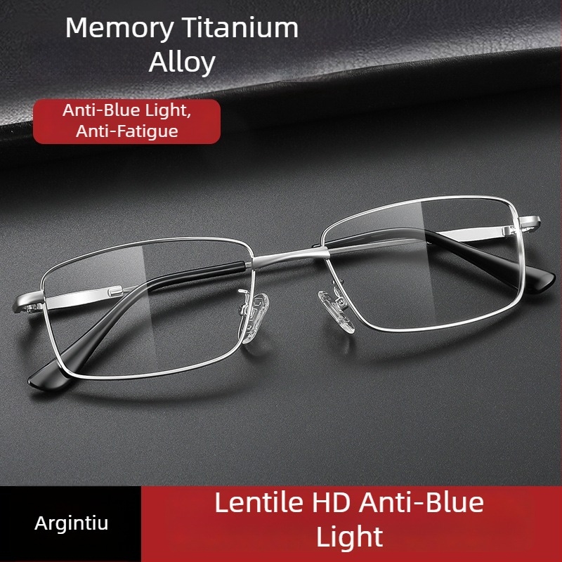 Ochelari de citit din aliaj de titan cu memorie, protecție împotriva luminii albastre și lupă, model 66611, durabili și rezistenți la zgârieturi pentru seniori