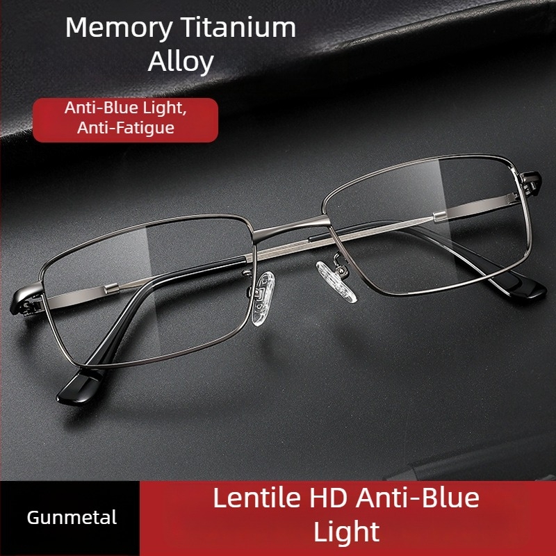 Ochelari de citit din aliaj de titan cu memorie, protecție împotriva luminii albastre și lupă, model 66611, durabili și rezistenți la zgârieturi pentru seniori