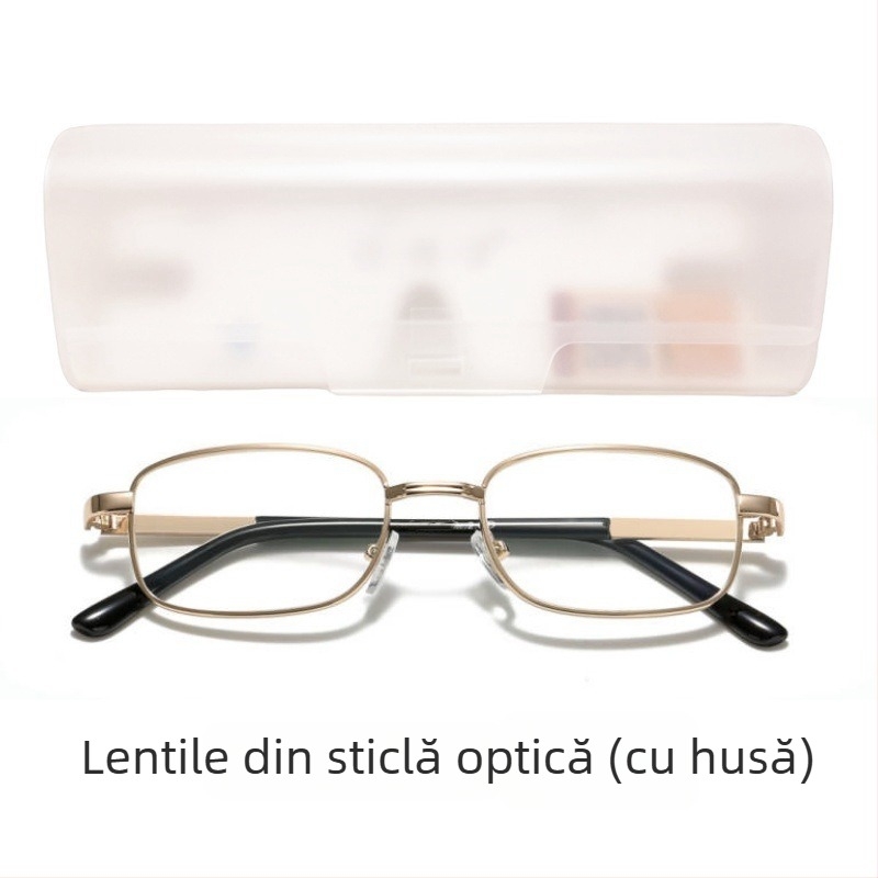Qianbaishi ochelari de citit, ramă metalică integrală, lentile din rășină cu strat, anti-radiație, UV rezistenți, lentile asferice, ramă ovală