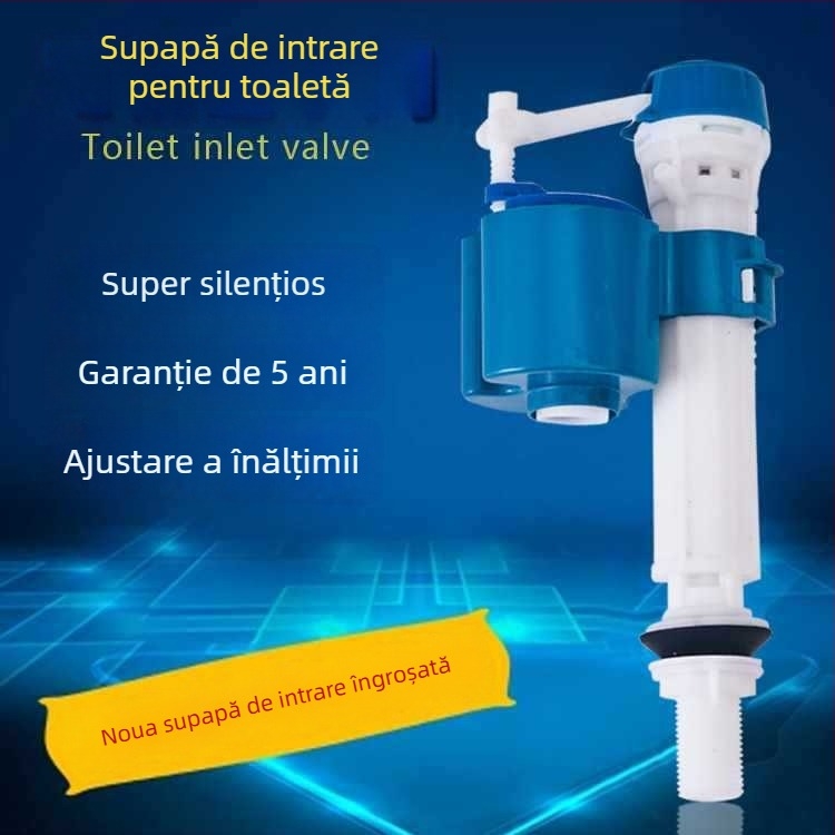 Ventil de alimentare cu apă pentru toaletă, cu compatibilitate universală și clapetă cu două butoane, accesorii de intrare/ieșire (Certificare CE, Material: Alt, Fără serviciu de instalare)