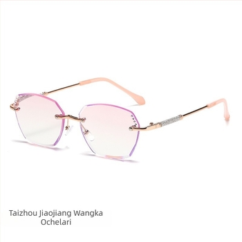 Ochelari de citit fără ramă, cu protecție împotriva luminii albastre pentru vedere de aproape și departe, lentile din policarbonat, ramă din metal, potriviți pentru fața pătrată