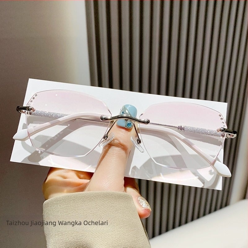 Ochelari de citit fără ramă, cu protecție împotriva luminii albastre pentru vedere de aproape și departe, lentile din policarbonat, ramă din metal, potriviți pentru fața pătrată