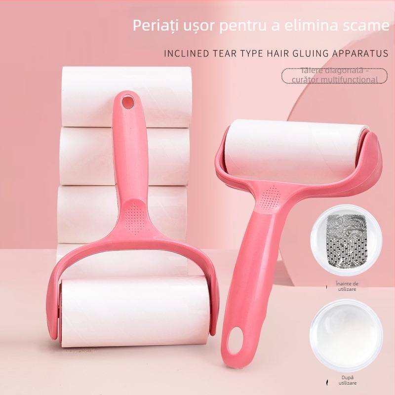 Curățător pentru roller de unghii cu rolă de hârtie schimbabilă și perie lipicioasă; plastic; OEM; 100 g