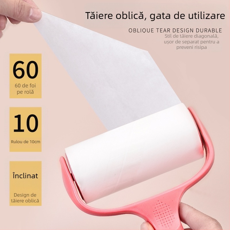 Curățător pentru roller de unghii cu rolă de hârtie schimbabilă și perie lipicioasă; plastic; OEM; 100 g