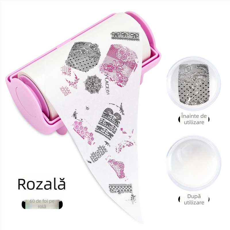 Curățător pentru roller de unghii cu rolă de hârtie schimbabilă și perie lipicioasă; plastic; OEM; 100 g