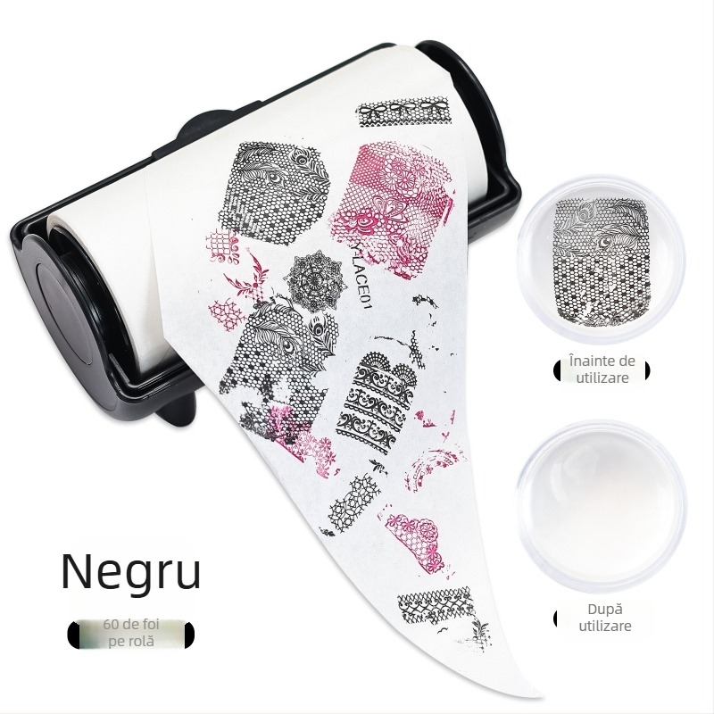 Curățător pentru roller de unghii cu rolă de hârtie schimbabilă și perie lipicioasă; plastic; OEM; 100 g