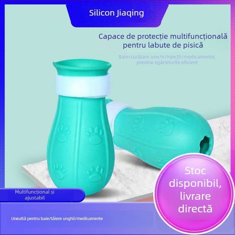 Pantofi pentru pisici din silicon pentru protecția împotriva zgârieturilor și îngrijirea labuțelor, încălțăminte pentru baie (Material: Silicon; Stil: Casual; Destinația: General; Categorie produsului: Încălțăminte)