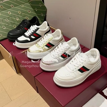 G Home Pantofi sport casual retro Biscuit pentru bărbați și femei, Unisex, Partea superioară: piele de vită + piele artificială + țesătură, Toc gros pentru înălțime, Închidere cu șireturi, Talpă din cauciuc