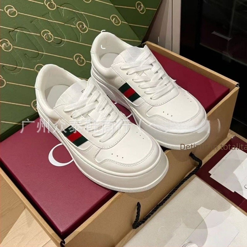 G Home Pantofi sport casual retro Biscuit pentru bărbați și femei, Unisex, Partea superioară: piele de vită + piele artificială + țesătură, Toc gros pentru înălțime, Închidere cu șireturi, Talpă din cauciuc