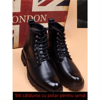 Ghete înalte din piele pentru bărbați, stil Martin, talpă din cauciuc, căptușeală din plasă