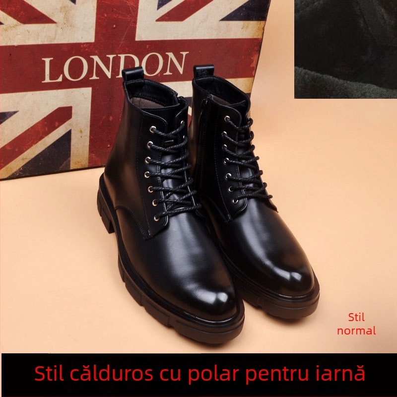 Ghete înalte din piele pentru bărbați, stil Martin, talpă din cauciuc, căptușeală din plasă