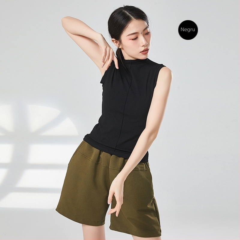 Top modern de dans cu structură corset și guler semi-înalt, țesătură nervurată din viscoză 93%