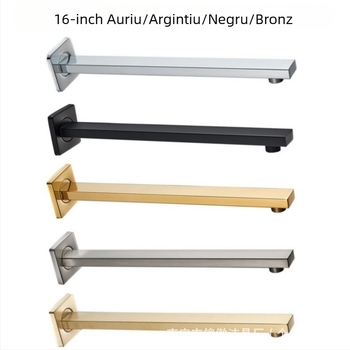 Braț de duș din oțel inoxidabil, pătrat, încastrat în perete, finisaj șlefuit