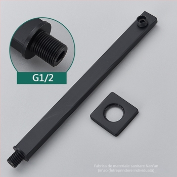 Braț de duș din oțel inoxidabil, pătrat, încastrat în perete, finisaj șlefuit