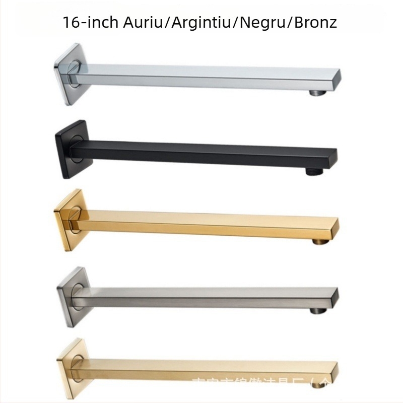 Braț de duș din oțel inoxidabil, pătrat, încastrat în perete, finisaj șlefuit