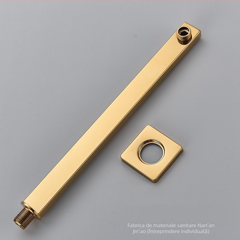 Braț de duș din oțel inoxidabil, pătrat, încastrat în perete, finisaj șlefuit