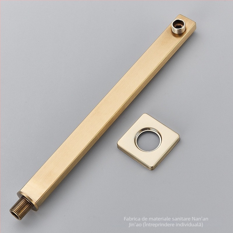 Braț de duș din oțel inoxidabil, pătrat, încastrat în perete, finisaj șlefuit