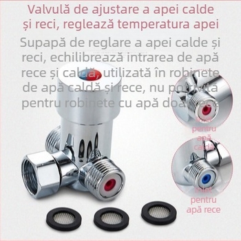 Ventil de reglare a temperaturii apei din cupru – accesorii pentru robinet cu senzor, brand TEGREE, reglare apă caldă și rece, platinare, stil modern minimalist