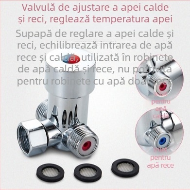 Ventil de reglare a temperaturii apei din cupru – accesorii pentru robinet cu senzor, brand TEGREE, reglare apă caldă și rece, platinare, stil modern minimalist