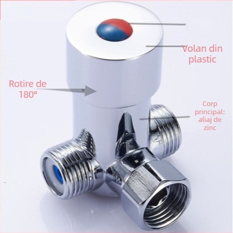 Ventil de reglare a temperaturii apei din cupru – accesorii pentru robinet cu senzor, brand TEGREE, reglare apă caldă și rece, platinare, stil modern minimalist