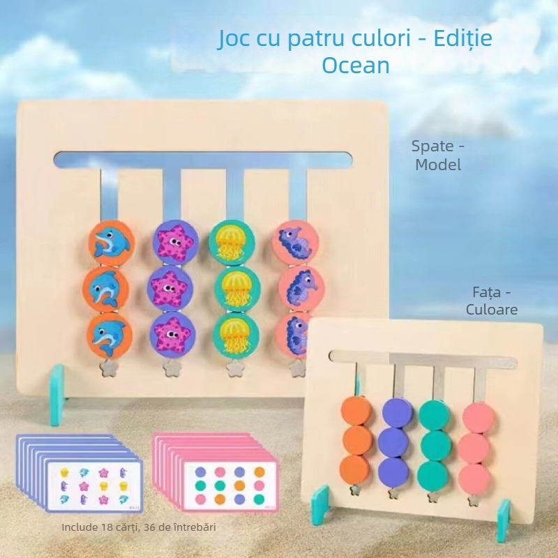 Joc de masă din lemn pentru copii, antrenament de gândire logică și coordonare mână-ochi, pentru vârsta 4–6 ani, în cutie.