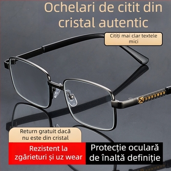 Ochelari pentru presbiopie pentru vârstnici, lentile asferice de înaltă definiție, ramă metalică pătrată, cadru complet, lentile rezistente la impact