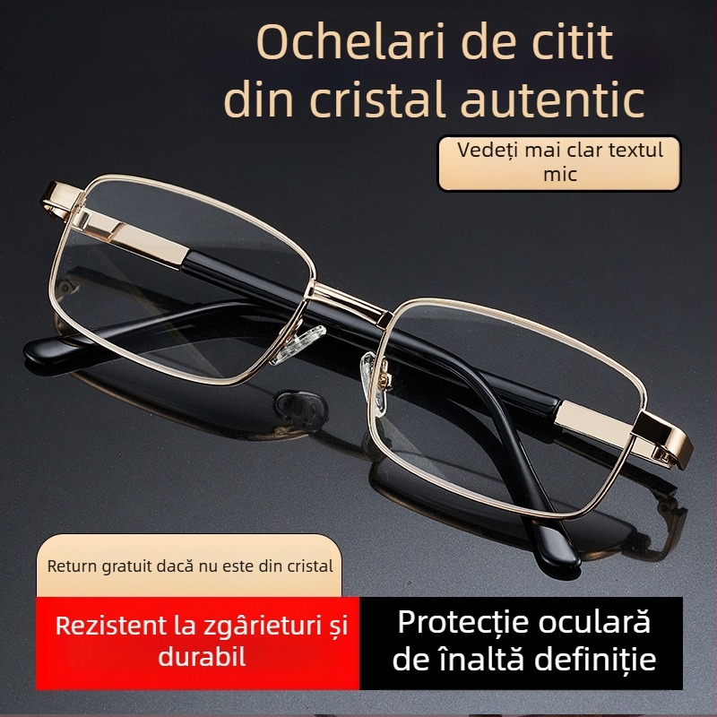 Ochelari pentru presbiopie pentru vârstnici, lentile asferice de înaltă definiție, ramă metalică pătrată, cadru complet, lentile rezistente la impact