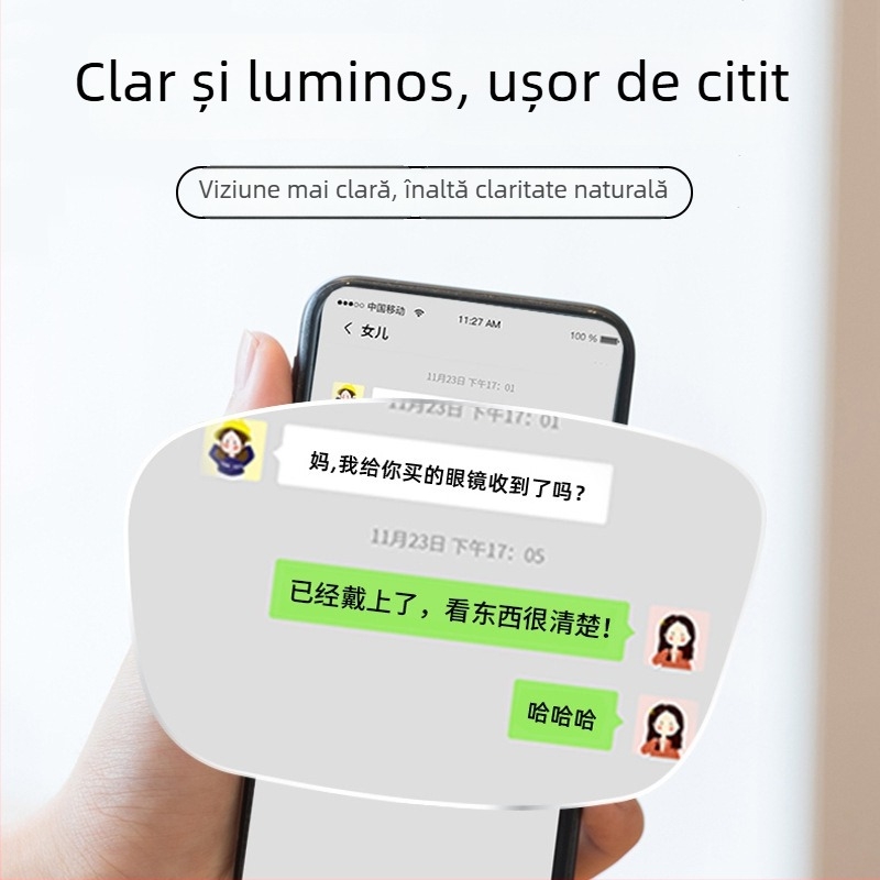 Ochelari pentru presbiopie pentru vârstnici, lentile asferice de înaltă definiție, ramă metalică pătrată, cadru complet, lentile rezistente la impact