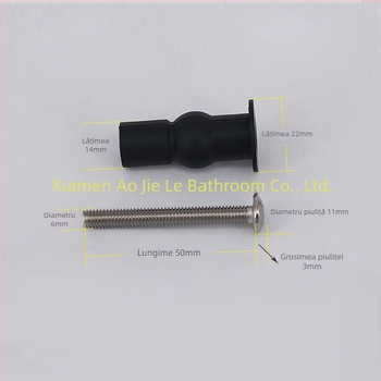 Șurub de fixare capac WC - oțel inoxidabil 304 + cauciuc, M6, montaj manual, stil modern minimalist