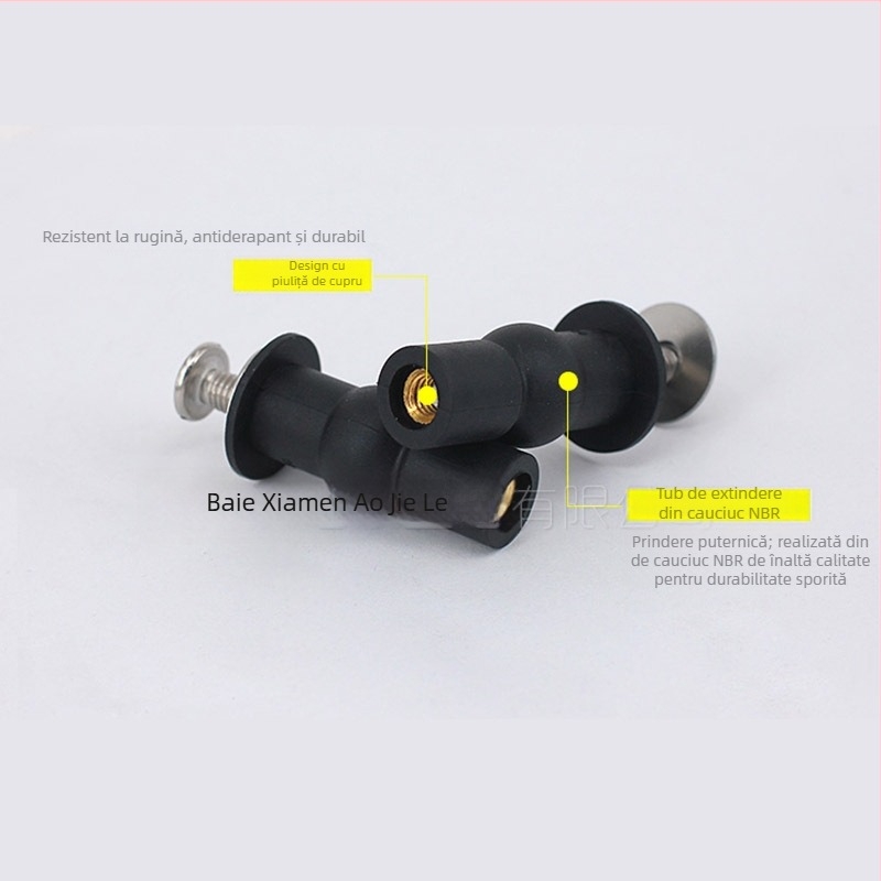 Șurub de fixare capac WC - oțel inoxidabil 304 + cauciuc, M6, montaj manual, stil modern minimalist