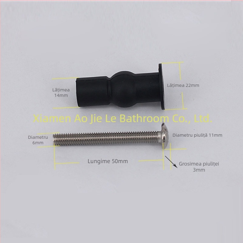 Șurub de fixare capac WC - oțel inoxidabil 304 + cauciuc, M6, montaj manual, stil modern minimalist