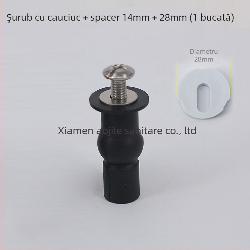 Șurub de fixare capac WC - oțel inoxidabil 304 + cauciuc, M6, montaj manual, stil modern minimalist