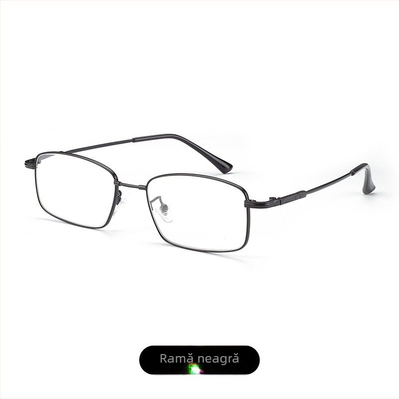 Ochelari presbiopie cu lentile din cristal, ramă metalică cu memorie, ramă completă, ușori, formă pătrată pentru citit
